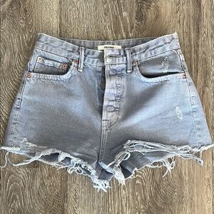 GRLFRND Light Blue Frayed Jean Shorts